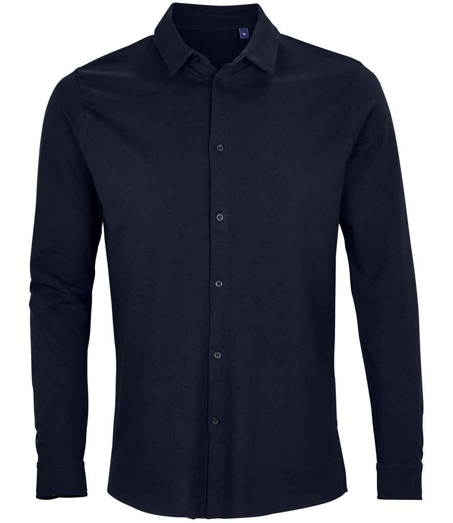 NEOBLU Basile Organic Cotton Long Sleeve Piqué Shirt - Pierre Francis