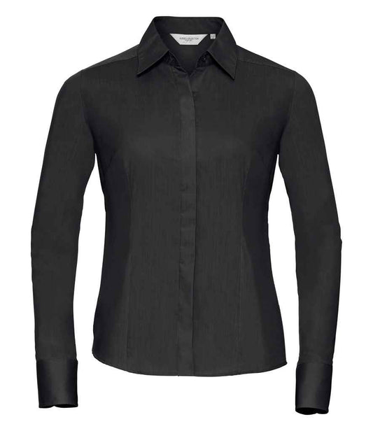 Russell Collection - Ladies Long Sleeve Fitted Poplin Shirt