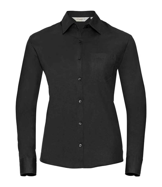 Russell Collection - Ladies Long Sleeve Easy Care Cotton Poplin Shirt - Pierre Francis