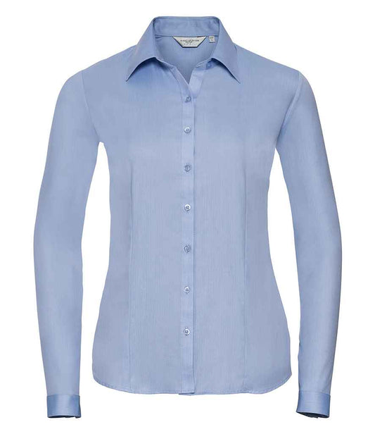 Russell Collection - Ladies Long Sleeve Herringbone Shirt - Pierre Francis