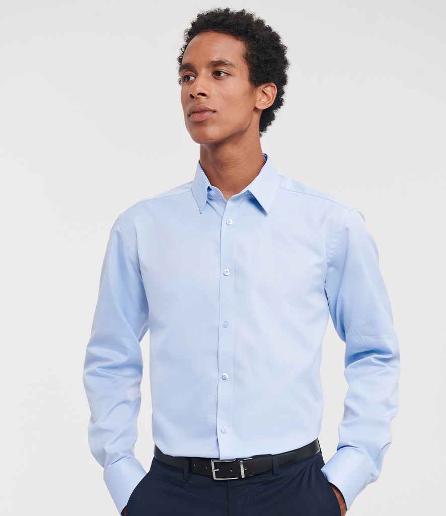 Russell Collection - Long Sleeve Herringbone Shirt - Pierre Francis