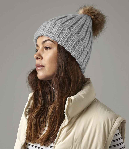 Beechfield - Faux Fur Pop Pom Chunky Beanie - Pierre Francis