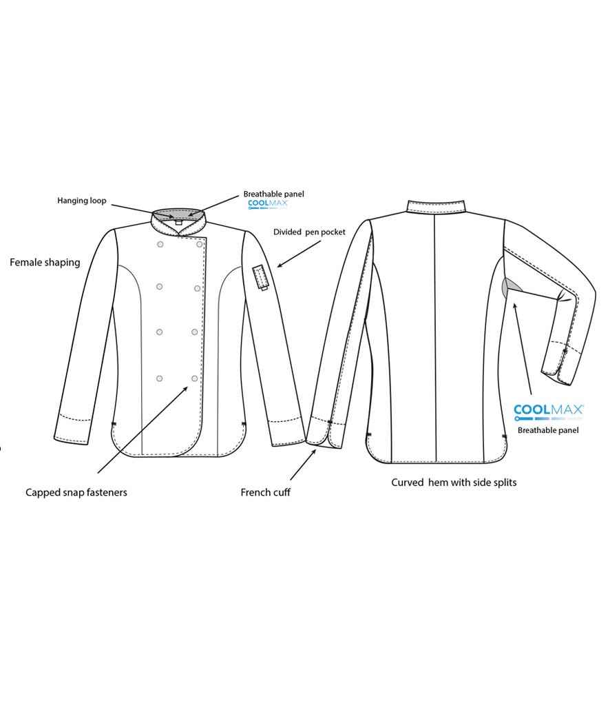 Dennys - Ladies Long Sleeve Premium Chef's Jacket - Pierre Francis