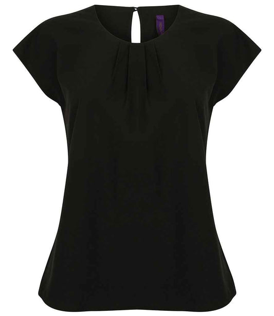 Henbury - Ladies Pleat Front Short Sleeve Blouse - Pierre Francis