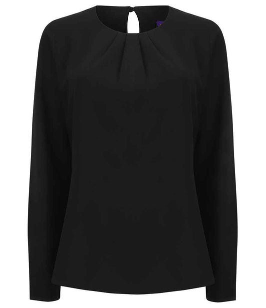 Henbury - Ladies Pleat Front Long Sleeve Blouse - Pierre Francis