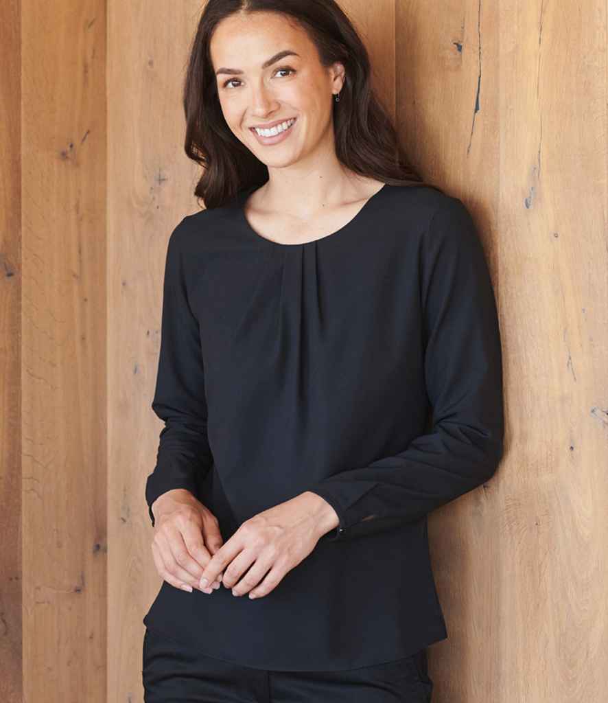 Henbury - Ladies Pleat Front Long Sleeve Blouse - Pierre Francis