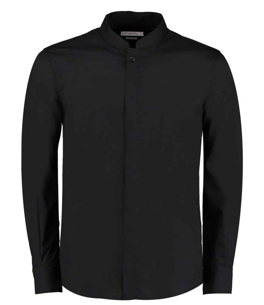 Kustom Kit - Long Sleeve Tailored Mandarin Collar Shirt - Pierre Francis