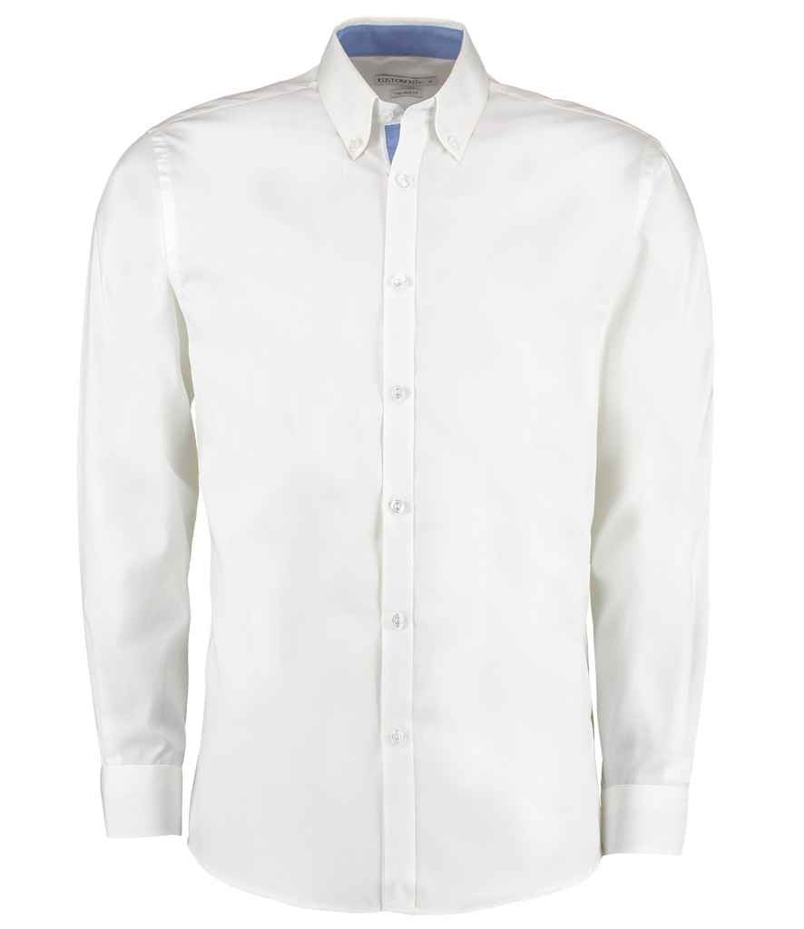 Kustom Kit - Premium Long Sleeve Contrast Tailored Oxford Shirt