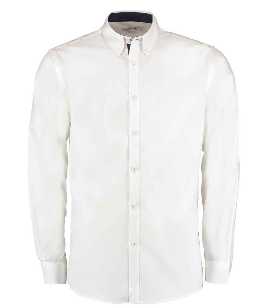 Kustom Kit - Premium Long Sleeve Contrast Tailored Oxford Shirt