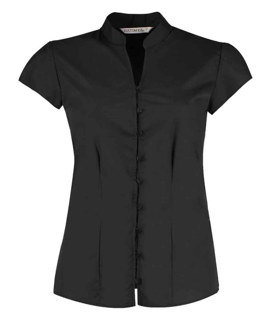 Kustom Kit - Ladies Cap Sleeve V Neck Tailored Continental Blouse - Pierre Francis