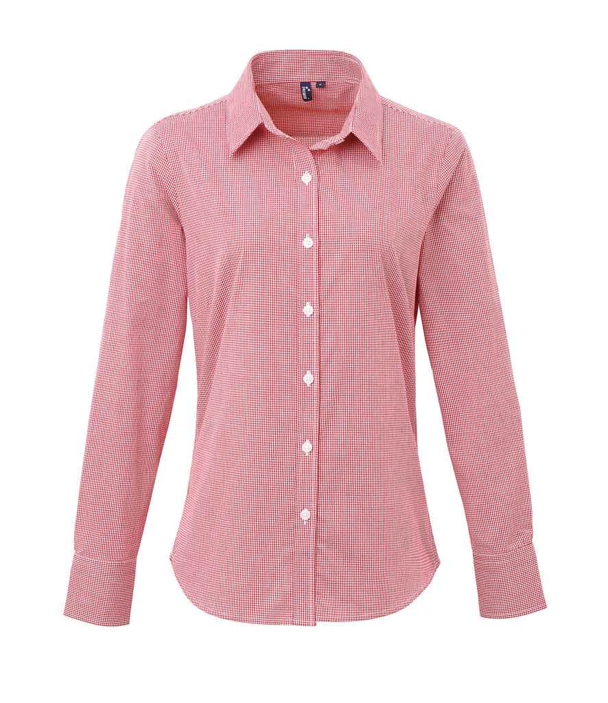 Premier - Ladies Gingham Long Sleeve Shirt