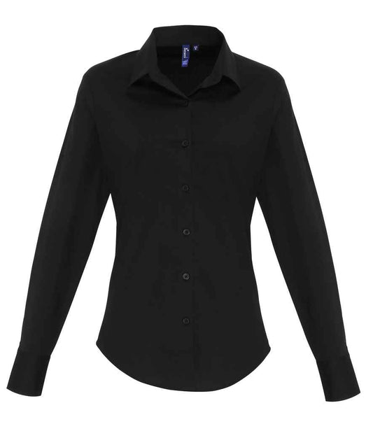 Premier - Ladies Long Sleeve Stretch Fit Poplin Shirt - Pierre Francis