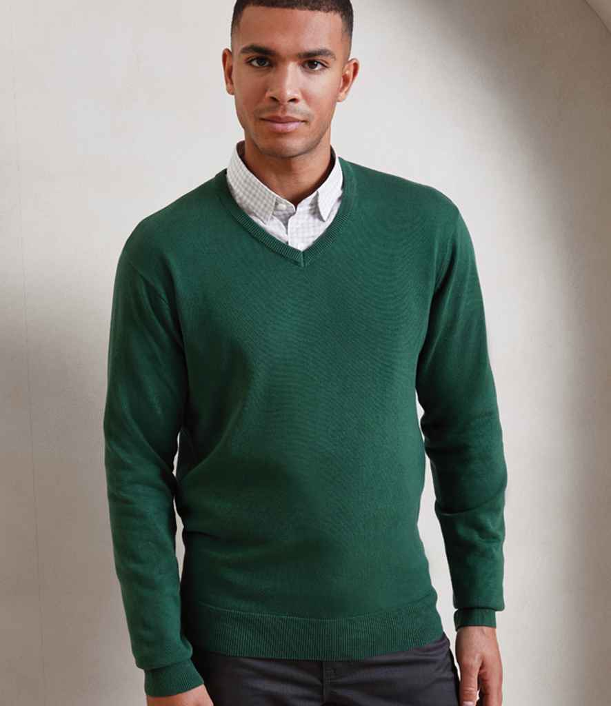 Premier - Knitted Cotton Acrylic V Neck Sweater - Pierre Francis