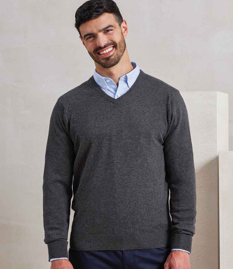 Premier - Knitted Cotton Acrylic V Neck Sweater - Pierre Francis