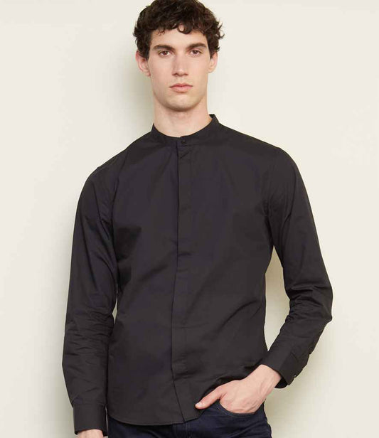 NEOBLU Bart Mao Collar Long Sleeve Poplin Shirt - Pierre Francis