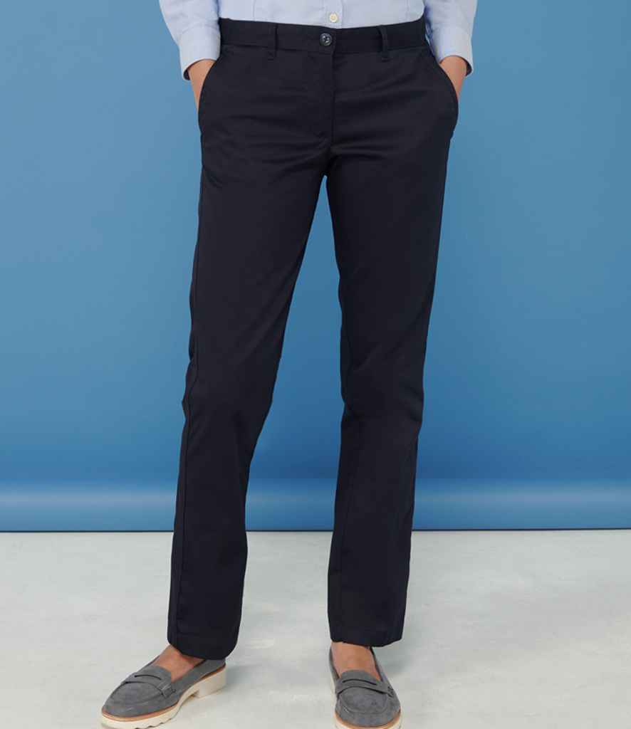 Henbury - Ladies 65/35 Flat Fronted Chino Trousers - Pierre Francis