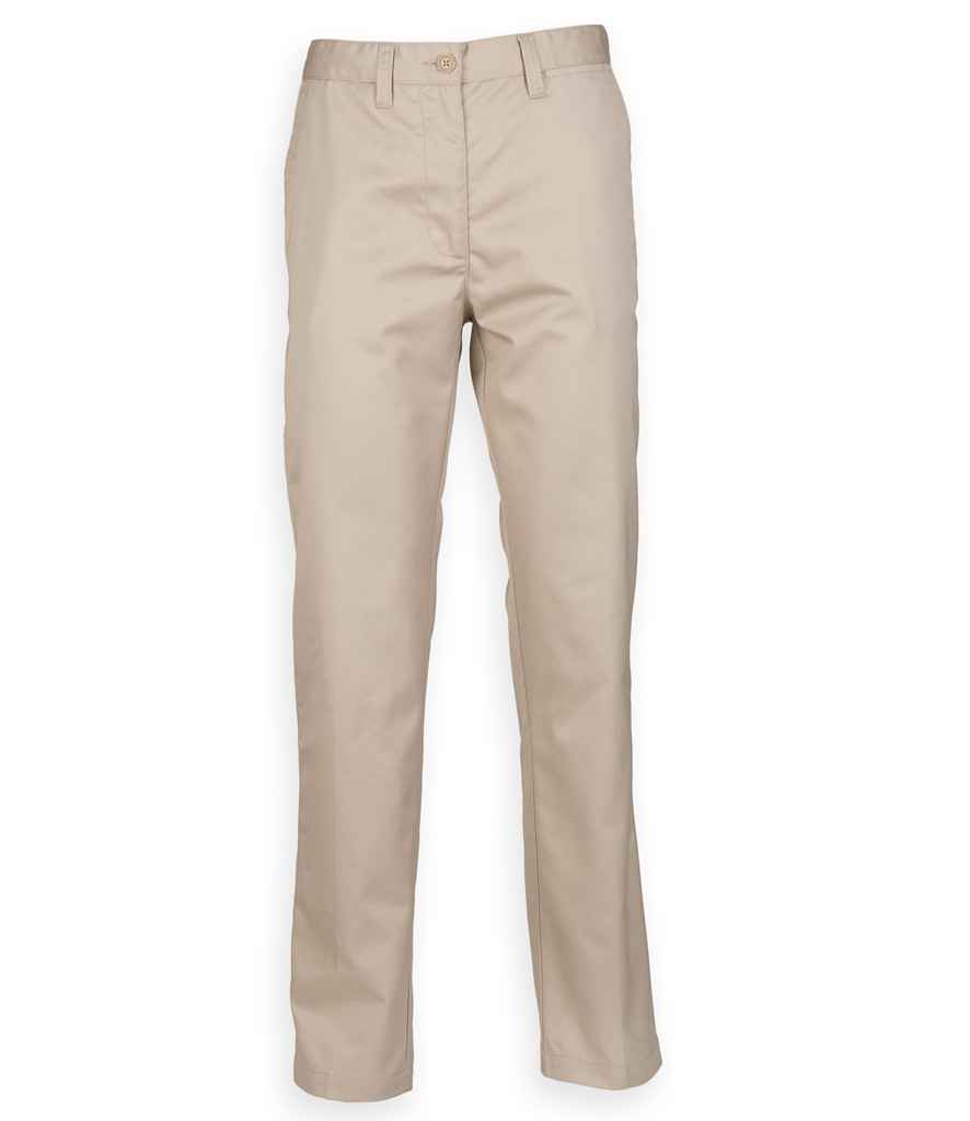 Henbury - Ladies 65/35 Flat Fronted Chino Trousers - Pierre Francis